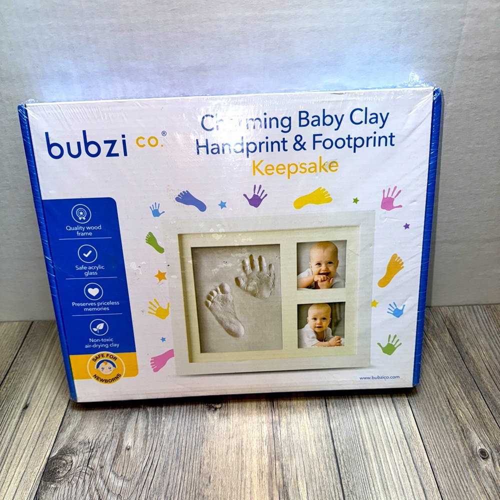 NEW/SEALED Bubzi Co Clay Baby Handprint/Footprint Photo Frame Kit ~ Keepsake